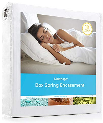LINENSPA Boxspring-Abdeckung – Queen-Size-Abdeckung für Boxspringbetten – Reißverschluss und wasserdichter Schutz, vollständiger Schutz – Weiß