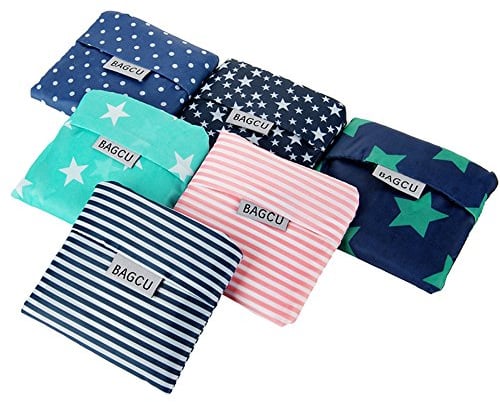 Comfysail 6 Pack Foldable Shopping Bag Portable Reusable Grocery Bags Handy Travel Bags for Household Outdoors