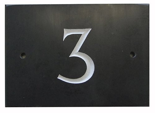 The House Nameplate Company Slate House Number, Charcoal Grey,Number 3