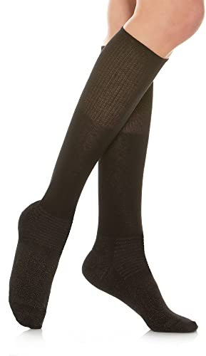 Relaxsan 550L (Nero, Tg.6) Calze Senza Elastico Uomo Donna, Lunghe, Senza Compressione, Piedi Diabetici, Cotone e Argento