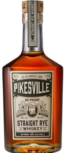Pikesville Straight Rye Whiskey | 70 cl | 110 Proof | 55% ABV | 6 Year Aged | Award Winning | The last standing Maryland Rye | Dry and spicy with honeyed rye and cloves |