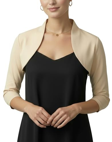 BlackButterfly Coprispalle Donna Sartoriale Manica 3/4 | Tessuto Strutturato Elasticizzato, Collo Rialzato, Davanti Aperto, Da Infilare, Taglie XS-5XL