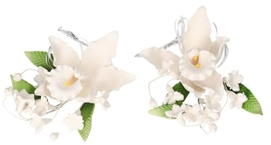Cake Company Orchideen-Bouquet 2 Stück weiß 1er Pack (1 x 68 g) | Tortendekoration zur Hochzeit und Geburtstagen