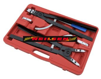 Neilsen CT2304 2pc Circlip/Snap Ring Pliers Set with Spring Ratchet Locking Mechanism - Includes 2 Sets of Alternative Tips 3.5mm x 90 Degree - Capacity 6.5 to 11.75in
