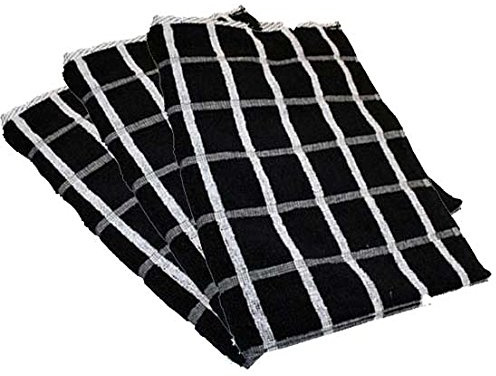 Portland Luxury Waffle Egyptian Tea Towel [3 PACK] 50x70cm Black/White
