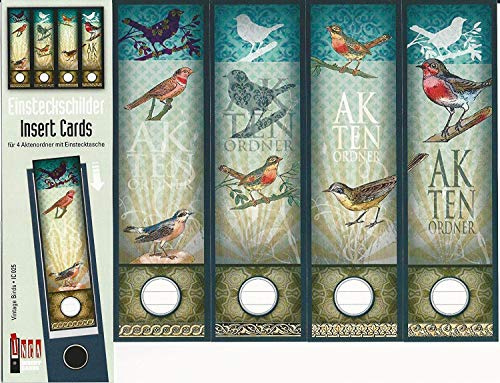 Design Ordner-Rückenschilder zum Einstecken - Motiv Vintage Birds - für breite Din A4-Ordner, original von File Art