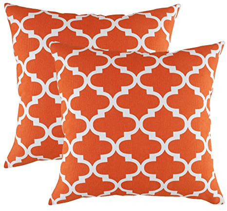 TreeWool Dekorativer Kissenbezug (40 x 40 cm, California Orange) Trellis Design 100% Baumwolle (2er Pack)