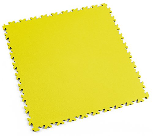 Fortelock PVC Vinyl Bodenfliese | PVC Fliesen Garage | Garagenboden | Werkstattboden | Industry Leder (Hohe Belastbarkeit) 2020 (Gelb)