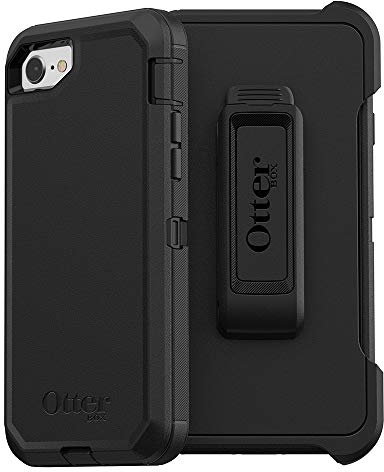 OtterBox iPhone SE 3rd & 2nd Gen, iPhone 8 & iPhone 7 (not compatible with Plus sized models) Defender Series Case - BLACK, rugged & durable, with port protection, includes holster clip kickstand