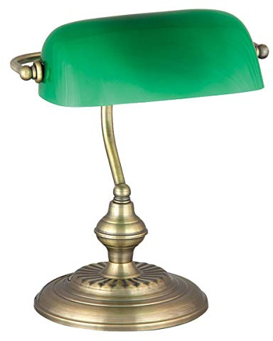 rabalux Bankerlampe Grün Bronzefarben Bibliothekslampe Leselampe E27 Fassung Metall IP20, R4038
