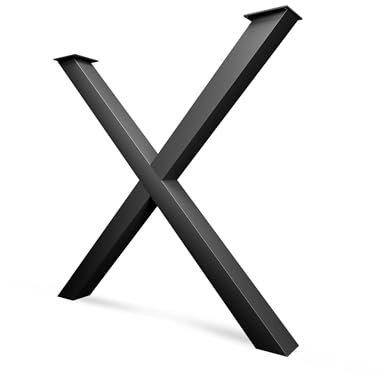 CM Furniture TISCHBEINE X-Form Tischgestell Höhenverstellbar Metall Schwarz X Outdoor/Haus Tisch-KUFEN 40x43 cm Couchtisch Kaffeetisch Möbelfüße Montage Tischfüße Wohnzimmer Anti-Kratz-Pads 1 Stück