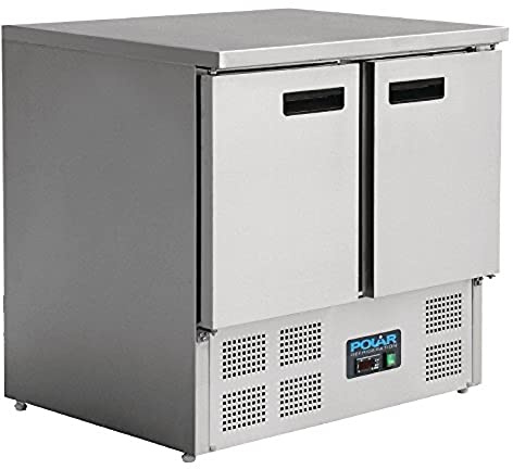 Polar Refrigeration G-Series 155W Double Door Counter Fridge 240 Litre, Stainless Steel, 2°C to 5°C, 880(H)x900(W)x700(D)mm, 2 Shelves, Fan Assisted Rapid Cooling, Energy Rating C | U636