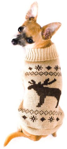 Wolters | Strickpullover mit Elch für Mops&Co in Beige/Braun | Rückenlänge 30 cm