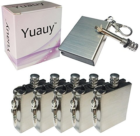 Yuauy 5 Pcs Emergency Hiking Survival Camping Fire Starter Flint Metal Match Lighter Matchbox Fire Starter for Camping Outdoor