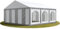 TOOLPORT Festzelt Partyzelt 6x6 m Premium, hochwertige PVC Plane 750 N in grau-weiß 100% wasserdicht mit Bodenrahmen