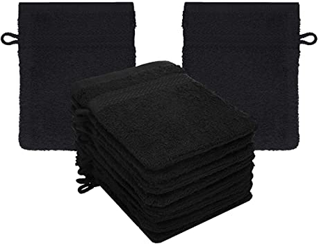 Betz Premium Lot de 10 Gants de Toilette en éponge lavettes pour Le Visage en 100% Coton Gant de Toilette pour bébé Couleur Noir