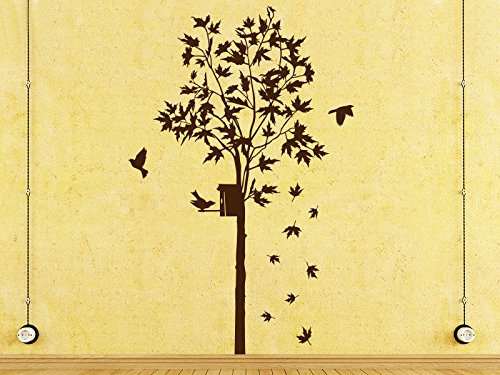 Klebeheld® Wandtattoo Ahornbaum mit Vogelhaus (Farbe türkis/Größe 104x160cm)
