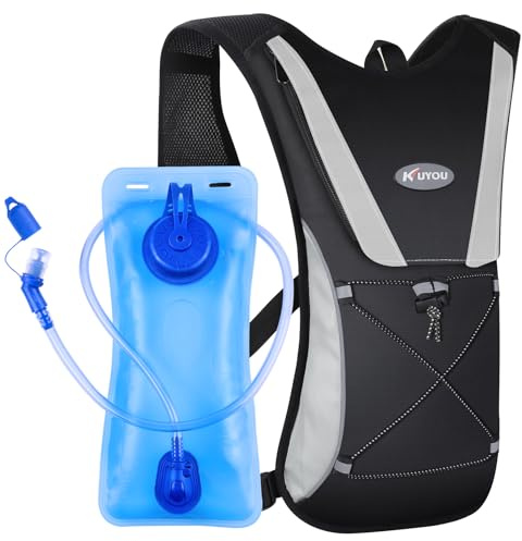KUYOU Hydration Water Backpack, Insulated Running Vest Hydration Backpack with 2L Water Bladder, Adjustable Chest Straps and Reflective Water Bladder Backpack for Hiking Marathon Race Cycling