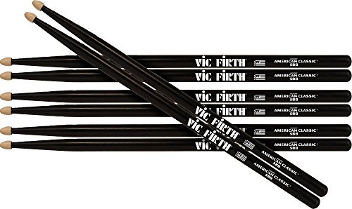 Vic Firth American Classic Drumsticks - 5B, Black, 4 pairs