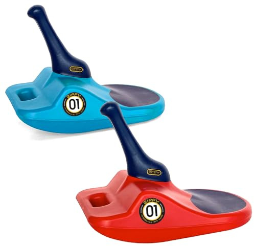 Zipfy Freestyle Mini Luge Snow Sled – Made in USA – Lightweight Steerable Sit-Down Racer - Red Dart & Aqua Blue Combo Pack for Double Fun!