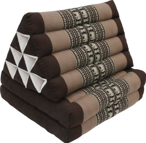 GURU SHOP Thaikissen, Dreieckskissen, Kapok, Tagesbett mit 2 Auflagen - Elefant Braun, 30x50x120 cm, Asiatisches Sitzkissen, Liegematte, Thaimatte