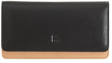 DUDU Mehrfarbige Kuvert - Brieftasche RFID in Leder Schwarz