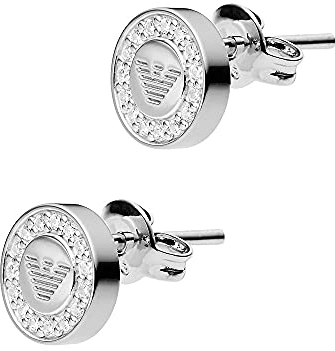 Emporio Armani Damen Ohrringe aus Edelstahl oder Halbedelsteinen mit Push-Back-Verschluss, Silberner Sand
