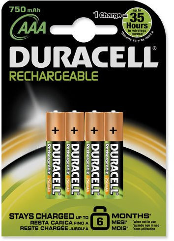 Duracell Battery Rechargeable Accu NiMH 750mAh AAA Ref 81364750 [Pack 4]