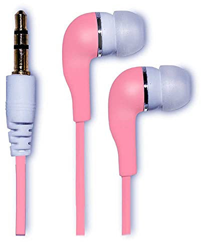 OcioDual Auriculares Estéreos Conector Jack 3.5mm Rosa Cascos Intrauditivos Almohadilla Silicona Goma Blanda Suave MiniJack