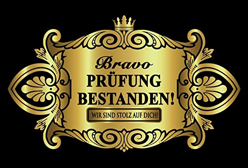 Oblique-Unique® Prüfung Bestanden Aufkleber – Edles, goldenes Flaschenetikett als Geschenkidee zum Abschluss, Examen, Meisterbrief, Führerschein und mehr
