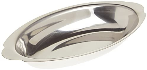 Winco Stainless Steel Oval Au Gratin Dish, 12-Ounce