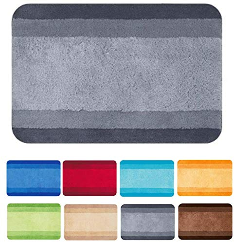 Spirella – Balance Polyester-Badematte – rutschfest – 55 x 65 cm – Grau – Maschinenwaschbar bei 40 °C – 90% Polyester, 10% Acryl – Komfort und Sicherheit