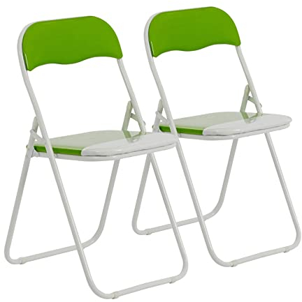 Harbour Housewares Farbige gepolsterte Klappstühle - Grün - 2er-Pack - Easy Store, faltbarer Schreibtischstuhl mit Metallrahmen für Büro, Esszimmer, Küche