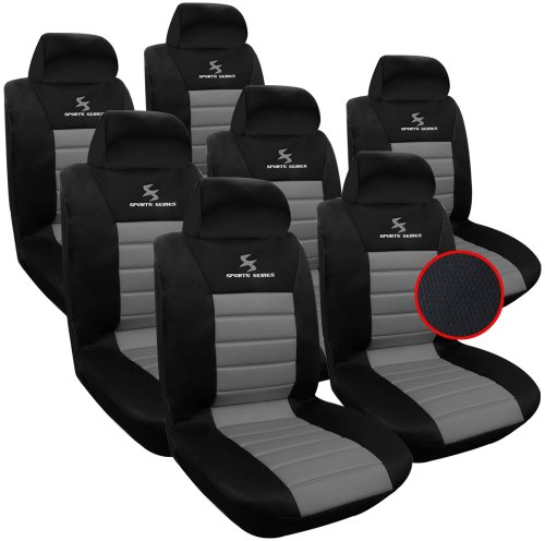 WOLTU 7er Sitzbezüge Auto Einzelsitzbezug universal Größe, Komplettset, grau