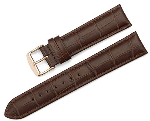 iStrap 22mm Echt Kalbsleder Armband Uhrband Ersatz Watch Strap Ersatzarmband mit Roségold Edelstahl Schließen Baun