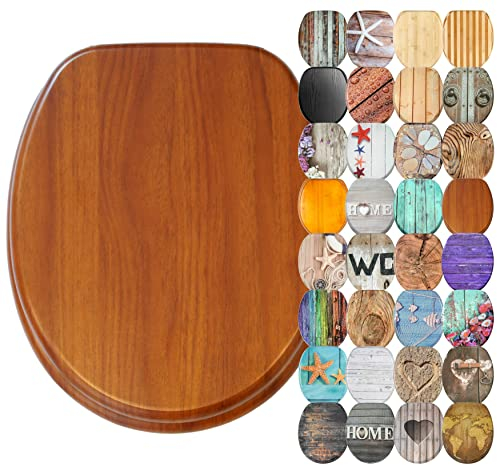 Sanilo Tapa de inodoro con cierre suave, gran selección de atractivos asientos para WC y duradera de madera (Caoba)