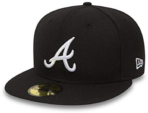 New Era Atlanta Braves MLB Black Base Black White 59Fifty Basecap
