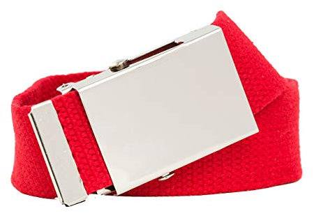 shenky Stoffgürtel | 4cm Breite | Stoff Gürtel mit Gürtelschnalle | Herrengürtel | Canvas | Damen | Schnalle | Damengürtel | belt | kombinierbar | Textilgürtel | 112cm | Rot