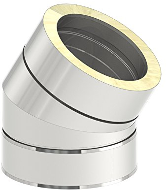 Schornstein - Winkel DW doppelwandig 30° starr, Innendurchmesser 250mm; Innen/Außen je 0,5 mm Wandstärke, Edelstahl