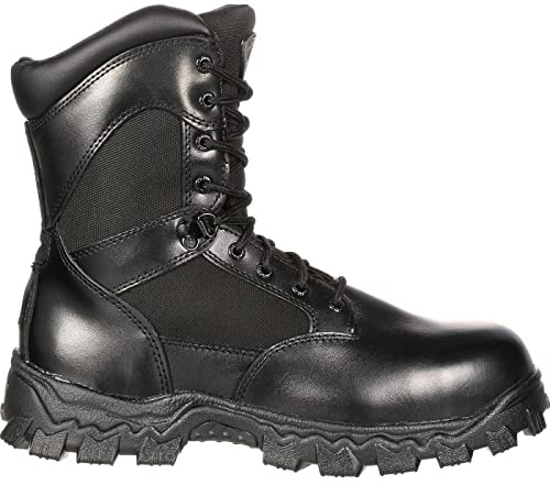 ROCKY AlphaForce Zipper Composite Toe Public Service Boot, Black, Size 10.5(ME)