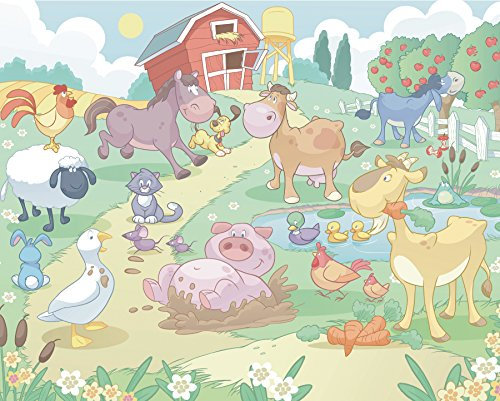 Walltastic WT4060 Baby-Fun on the Farm Fototapete 12 Teilstücke, 1.22 m x 0.5 m