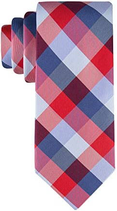 Tommy Hilfiger Klassische Herren-Krawatte mit Schottenkaro-Muster, Rotes Tartan-Muster, Einheitsgröße