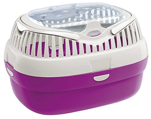 Ferplast Transportbox für Hamster und andere kleine Nagetiere Aladino Large Reisekäfig für Hamster, Belüftungsgitter, komfortabler Griff, sicherer Verschluss, 36 x 26 x 23 cm, Fuchsia