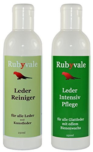 Rubyvale Lederpflege und Lederreiniger Auto und Motorrad Kombipack 2 x 250ml