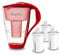PearlCo Glas-Wasserfilter (rot) Glaskanne mit 3 Classic Filterkartuschen – Reduzierung von Kalk & Schwermetall – Schützt Geräte – Besserer Geschmack von Kaffee & Tee – Made in EU