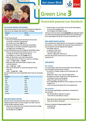 Klett Green Line 3 G8 Klasse 7 - Auf einen Blick: Grammatik passend zum Schulbuch (Green Line. Ausgabe für Bayern ab 2017)