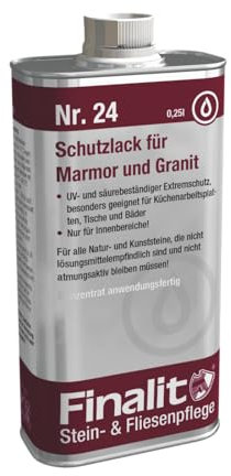 Finalit Nr. 24 Schutzlack für Marmor und Granit | 1x 250ml | Extrem-Schutz gegen Flecken |Profi-Imprägnierung für Bäder, Waschtische, Küchenarbeitsplatten | Nur für den Innenbereich