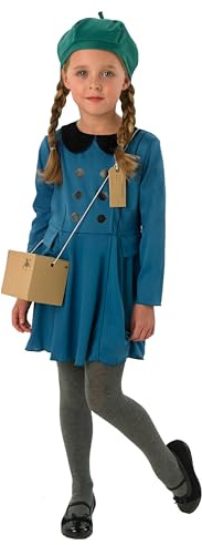 Girls 1940s WW2 WW1 War Evacuee + Gas Mask & Box Fancy Dress Costume Outfit 3-10 Years (9-10 Years, Girls)