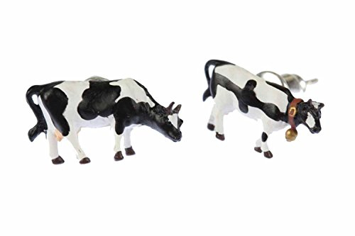 Miniblings Kuh Kühe Bauernhof Ohrstecker schwarz weiß midi - Handmade Modeschmuck I Ohrringe Stecker Ohrschmuck