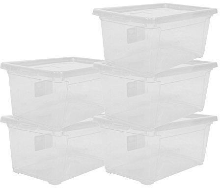 Ondis24 5X Aufbewahrungsbox Nähbox Utensilienbox Schuhbox Lagerbox Allzweckbox Easy XS mit Deckel, stapelbar